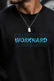 Black Work Hard Printed Crew Neck Premium Thick Single Jersey Cotton Fabric Sportsman Men's T-Shirt - 2