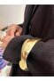Gold Plated Organic Formed Modern Curved Anti-Tarnish Steel Bracelet