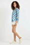Women's Patterned Satin Blue Shirt - 2