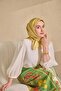 وشاح حرير تويل بنمط بسيط أصفر 90x90 - 5