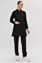 Nova Hakim Yaka Tesettür Black Lycra-Free Thin Fabric Nurse Doctor Uniform Set - 3