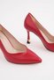 Red Leather Stiletto 8.5 cm V Model Gold Detailed Women's Special Heel New Season Evening Dress Office Daily Premium Product - 7