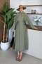 Nihal Linen Skirt Suit Khaki