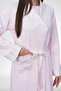 Mecit 6387 Pink Large Size Women's Dressing Gown Buttoned Pajamas and Short Sleeve Nightgown Set - 7
