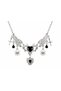 Black Stone Spider and Wing Detailed Heart Necklace Alternative Style Women's Accessory - 2