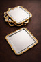 Zenya Luxury Silver 6-Piece Stainless Steel Gold Frame Coffee Presentation Tray Serving Decorative Tray - 5