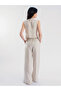 Double-Buttoned Thick Belt Detailed Linen Loose Trousers - 6