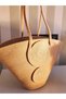Beige Colored Bohemian Beach Bag – Large Size Handmade Bag with Color Detail - 3