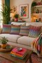 Colorful Zigzag Chevron Patterned Modern 4-Piece Throw Pillow Cover