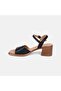 Women's Black Buckle Thick Heeled Leather Sandals - 3