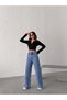 High Waist Stone Washed Pre-Processed Detailing Broad Legs