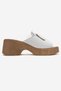Women's Genuine Leather Wedge Heeled Buckle Slippers 6363 White - 2