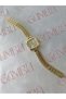 Women's Gold Color Mesh Cord Stone Square Dial Steel Bracelet Watch