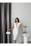 Women's Lace Detailed Degaje Collar Zero Sleeve Short Evening Dress - 2