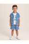 Boys' Summer Palm Tree Printed 3-Piece Shirt Muslin Set, Stylish 3-Piece Set with Shorts for Ages 3-10 - 4