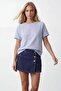 Women's blue crew neck raglan sleeve oversized t-shirt alc-x15492 - 3