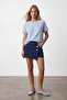Women's blue crew neck raglan sleeve oversized t-shirt alc-x15492 - 2