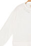 Girl's Contrast Stitched Letter Printed 100% Cotton Ecru Sweatshirt - Decorative Stitched Kids' Sweatshirt - 4