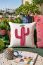 Punch Embroidered Throw Pillow Cover - 43*43 cm - Cactus - Pnk001