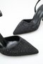 Costa black stone detailed women's evening heeled shoe with ankle strap - 3