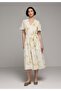 Regular Fit Metraj Printed Women's Sari Short Sleeve Dress - 3