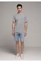 Regular Fit Mid Waist Straight Men's Light Indigo Denim Jean Shorts - 3