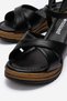 Women's Cross-Tied Low Wedge Heeled Sandals; Black - 3