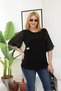 Plus Size Black Evening Dress Blouse with Tulle Sleeves and Gold Brooch - 5