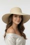 Luxury Women's Beige Knitted Straw Sun Hat with Lace Detail |   Wide-Brimmed Summer Beach and Vacation Model - 3