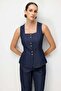 Buttoned Front Square Neck Blouse