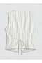 Lcw Studio Black V-Neck Striped Women's Classic Vest - 7