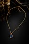 Blue Zircon Stone Heart Necklace – Gold Color Premium Chain Elegant Women's Necklace for Daily & Special Occasion Jewelry - 4