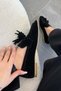 Holly Women's Tasseled Genuine Suede Leather Loafer Shoes Black - 3