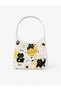 White Color Black Cat Patterned Functional Design Shoulder Bag Daily Travel Use - 3