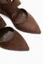 Hida Brown Suede Cross-Strapped Closed-Toe Women's Heeled Shoes - 4
