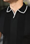 Men's Textured Pattern Collared Short Sleeve T-Shirt - 3