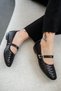 Sailor Women's Belt Detailed Knitted Leather Ballerinas Brown - 4