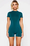 Women's Shorts Swimsuit Zippered High Neck Short Sleeve Diver Knitted Fabric Plain Pattern Covered Body-Hugging Fit - 4