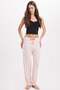 Women's regular fit classic cut viscose elastic waist bow detailed printed pink pajama bottoms - 5