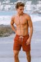 Men's Swim Shorts Quick Dry Short Length Lace up Elastic Waist Zipper Pocket Swimming Pool Shorts - 3