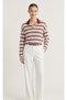 Çizgili Oversize Polo Yaka Örme Bluz - 2