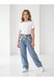 Girls' Denim Pants Baggy Single Bottom Super Quality Heart Embroidery Patterned Cotton Suitable for Daily and Special Occasions.