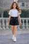 Girl's Summer Stone Detailed Shorts Two-Piece Set - 100% Cotton 2-Piece Holiday Combination - 2
