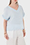 100% Linen Tassel Detailed V-Neck Blouse Bluz 7777 - 6
