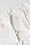 Embroidered and Snap-Fastened 3-Piece Girls' Bodysuit Set