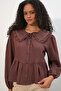 Women's Baby Collar Shirt Blouse 993 - Brown