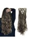 7PCS Thick Curly Wavy Full Head Clip on in Hair Extensions Double Weft Synthetic Hairpieces for Women, Dark Brown Mix Bleach Blonde - 3
