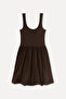 Women's Brown Balloon Mini Dress - 2