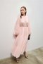 Women's Ruffled Layered Chiffon Dress with Lace Detail - Pink