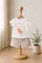 Baby Girl 100% Cotton Heart Detailed T-Shirt and Jean Shorts 2-Piece Set - White Cream 6-24 Months